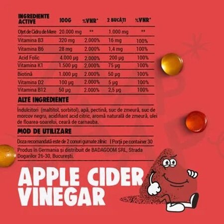Jeleuri gumate Apple Cider Vinegar, 60 jeleuri, Badagoom 756343