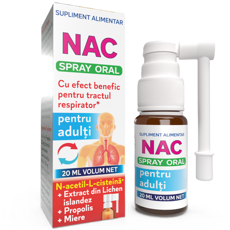 Supliment alimentar spray oral NAC pentru adulti, 20 ml, Justin Pharma