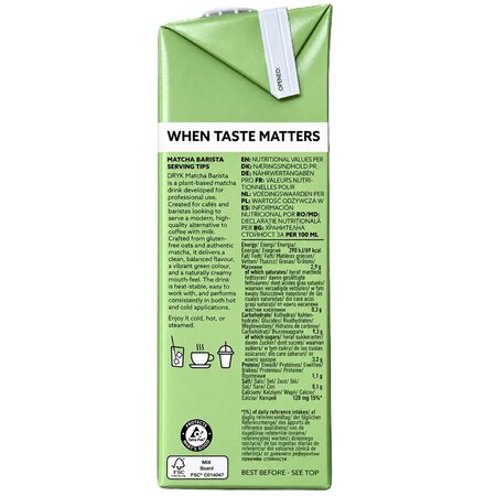 Bautura vegetala de ovaz cu matcha Barista, 1000 ml, Dryk 756565