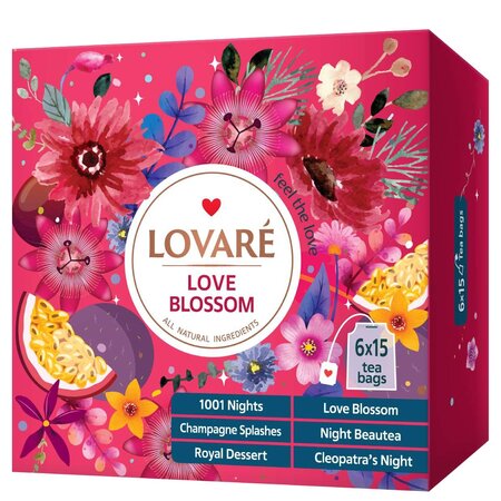 Set Ceaiuri 6 arome Love Blossom, 90 plicuri, Lovare