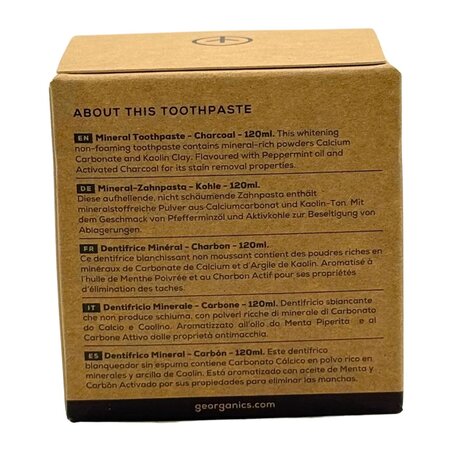 Pasta de dinti minerala pentru albire Activated Charcoal, 120 ml, Georganics 756607