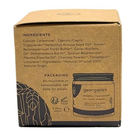 Pasta de dinti minerala pentru albire Activated Charcoal, 120 ml, Georganics 756608