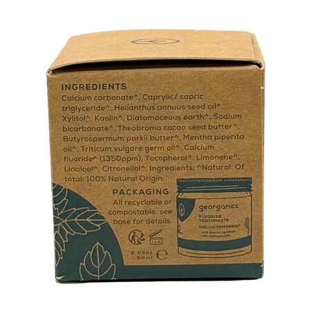 Pasta de dinti cu fluor Peppermint, 60 ml, Georganics 756613