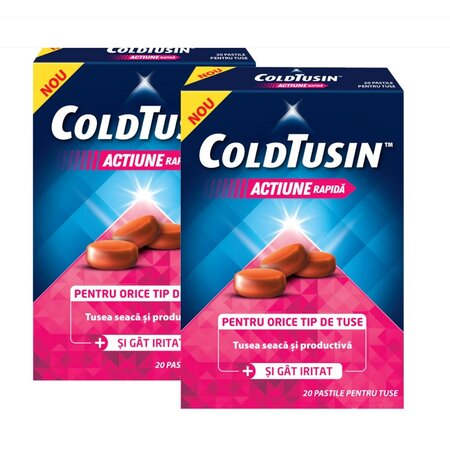 Pachet Coldtusin actiune rapida, 20 pastile + 20 pastile, Perrigo