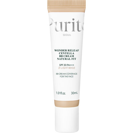 Crema BB cu niacinamida, centalla asiatica si SPF 30 Nuanta 21 Light Beige Wonder Releaf Natural Fit, 30 ml, Purito