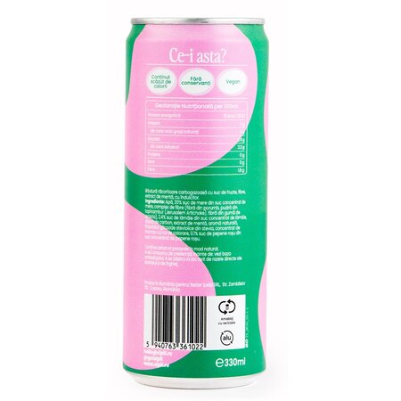 Bautura carbogazoasa cu fibre, suc de fructe si aroma de pepene rosu si menta, 330 ml, Sipit 757396