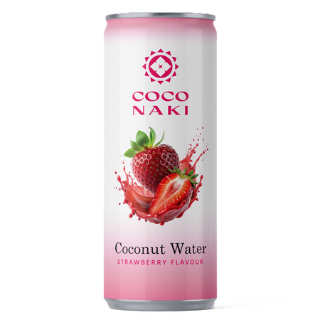 Apa de cocos cu aroma de capsuni, 320 ml, Coconaki