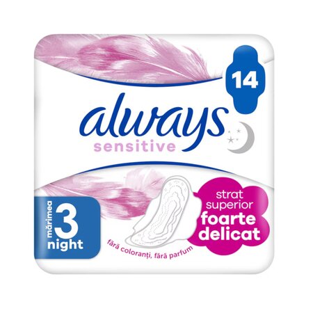 Absorbante de noapte Marimea 3 Ultra Sensitive Night, 14 bucati, Always