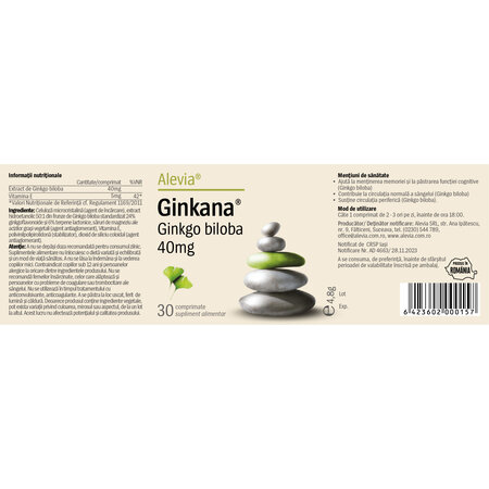 Ginkana Ginkgo Biloba, 30 comprimate, Alevia 758078