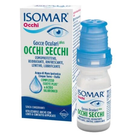 Picaturi cu apa de mare hipotonica si acid hialuronic pentru ochi uscati Isomar, 10 ml, Euritalia
