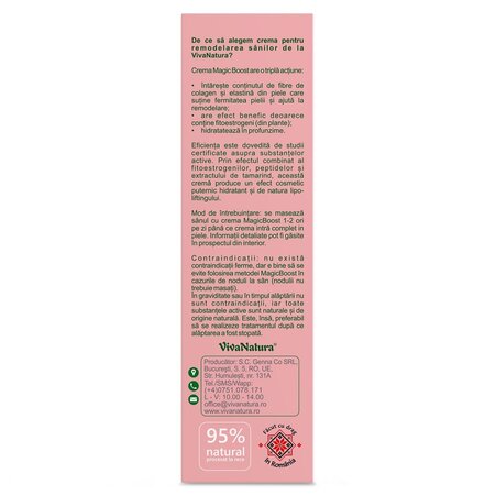 Crema intensiva pentru remodelarea bustului Magic Boost, 145 ml, Vivanatura 710199