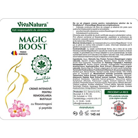 Crema intensiva pentru remodelarea bustului Magic Boost, 145 ml, Vivanatura 710200