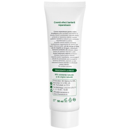 Crema reparatoare pentru maini cu unt de mango si shea, 75 ml, Vivanatura 710193
