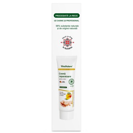 Crema reparatoare pentru maini cu unt de mango si shea, 75 ml, Vivanatura 710194