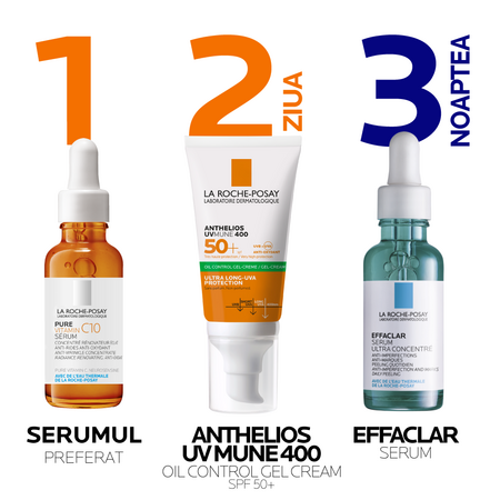 Gel-crema cu protectie solara SPF 50+ pentru fata Anthelios UVmune 400 Oil Control, 50 ml, La Roche-Posay 549882