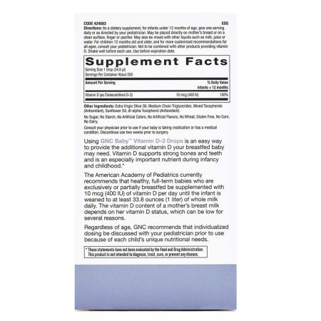 Baby Vitamina D3 Picaturi (424683), 7.5 ml, GNC 647954