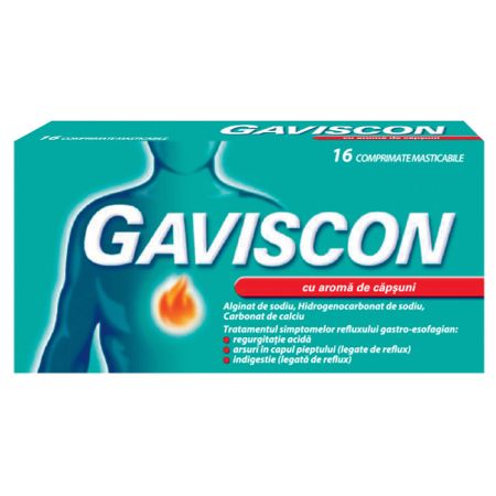 Gaviscon capsuni, 16 comprimate masticabile, Reckitt Benckiser
