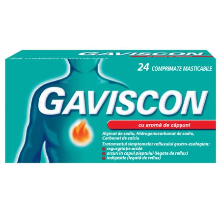 Gaviscon capsuni, 24 comprimate masticabile, Reckitt Benckiser