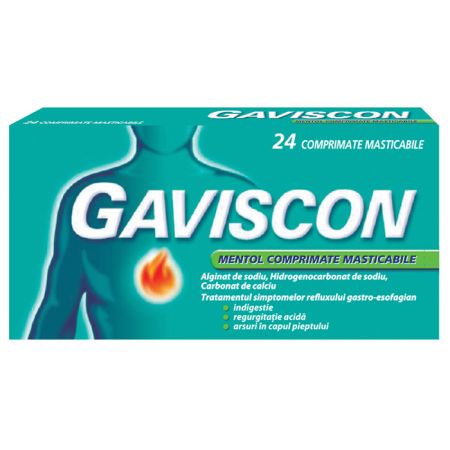 Gaviscon Mentol, 24 comprimate masticabile, Reckitt Benckiser Healthcare