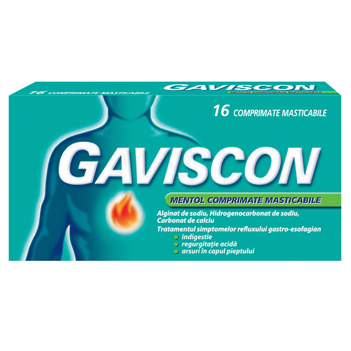 Gaviscon Mentol, 16 comprimate masticabile, Reckitt Benckiser Healthcare