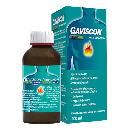 Gaviscon Mentol suspensie orala, 200 ml, Reckitt Benckiser Healthcare