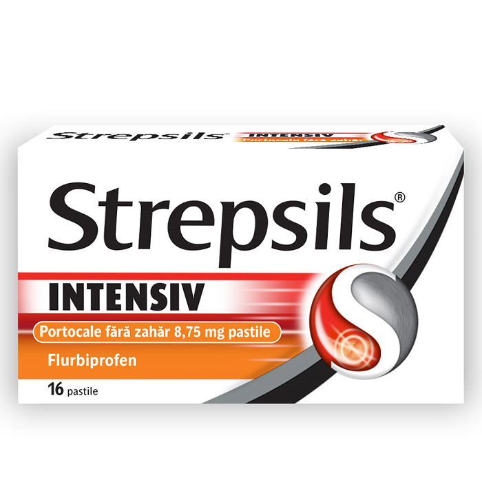 Strepsils intensiv fara zahar cu aroma de portocale, 8,75 mg, 16 pastile, Reckitt Benckiser Healthcare