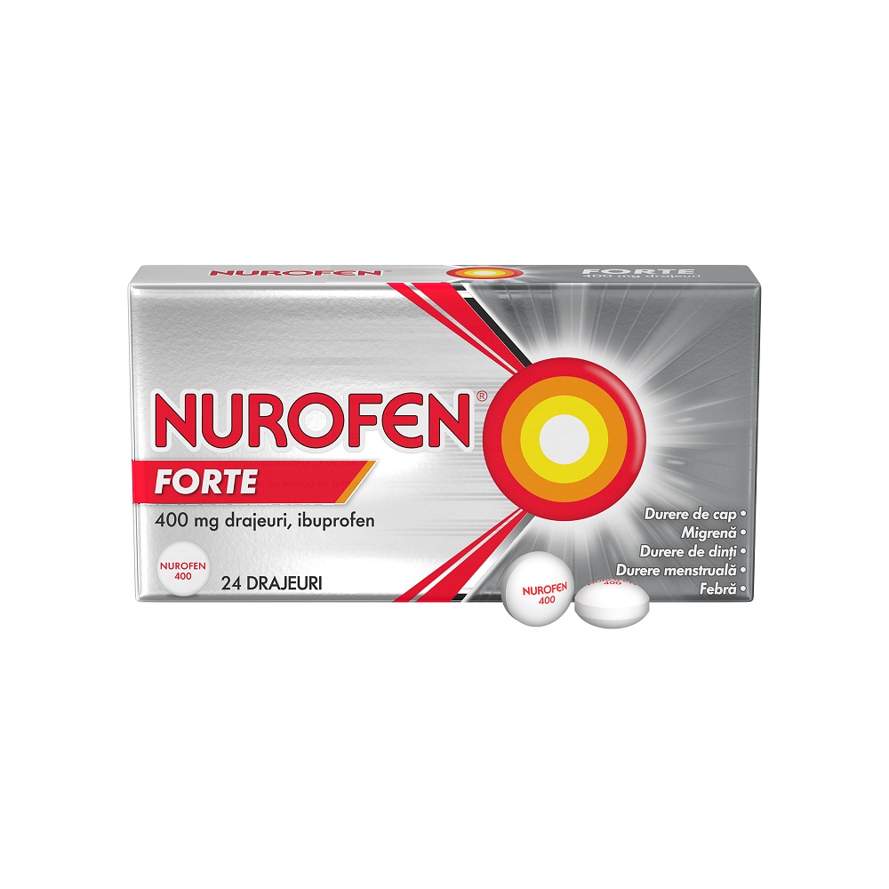 Nurofen Forte, 400 mg, 24 drajeuri, Reckitt Benkiser