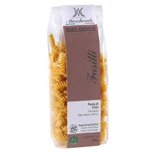 Paste fusilli bio fara gluten din naut, porumb si orez, 250 g, Marchesato