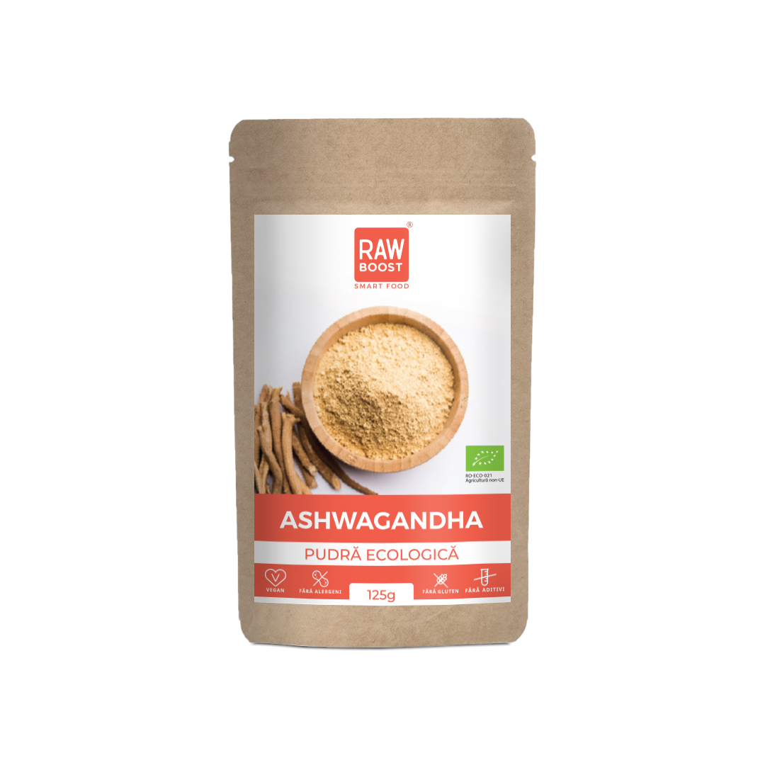 Pudra ecologica Ashwagandha Ashwagandha, 125 g, RawBoost