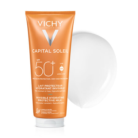 Lapte hidratant cu protectie solara SPF 50+ pentru fata si corp Capital Soleil, 300 ml, Vichy 550147