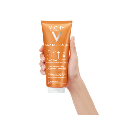 Lapte hidratant cu protectie solara SPF 50+ pentru fata si corp Capital Soleil, 300 ml, Vichy 550148