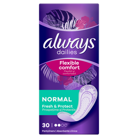 Absorbante zilnice parfumate Platinum Soft & Protect Normal, 30 bucati, Always
