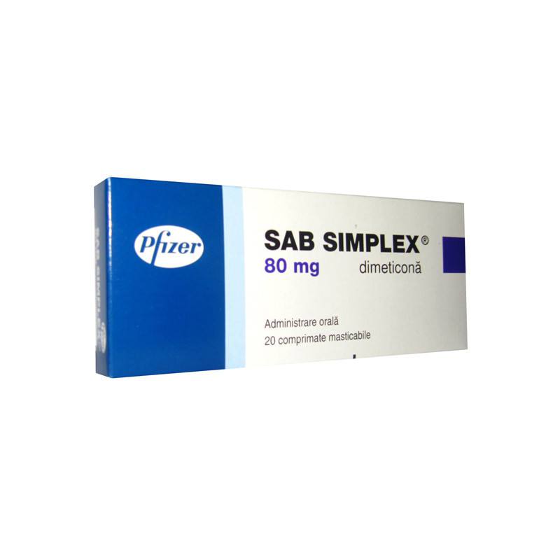 Sab Simplex, 80 mg, 20 comprimate masticabile, Pfizer