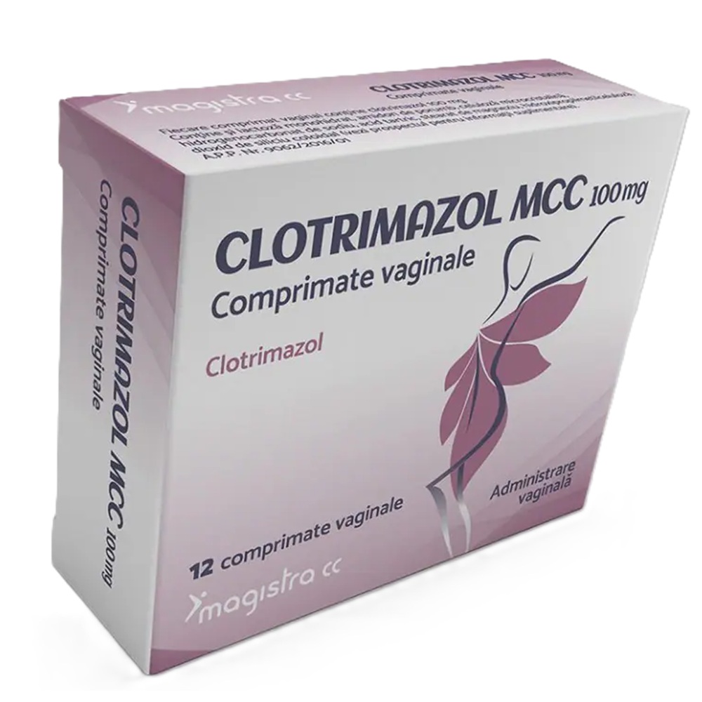 Clotrimazol MCC, 100 mg, 12 comprimate vaginale, Magistra