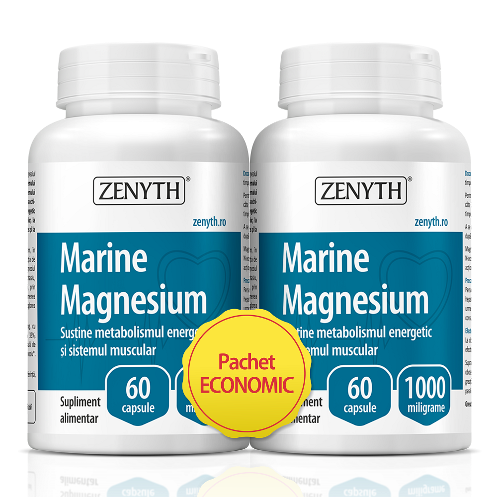 Pachet Magneziu Marin, 60 capsule + 60 capsule, Zenyth