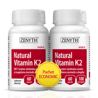 Pachet Natural Vitamina K2, 60 capsule + 60 capsule, Zenyth