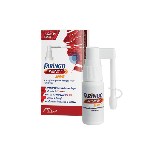 Faringo intensiv spray, 8,75 mg/doză, 15 ml, Terapia