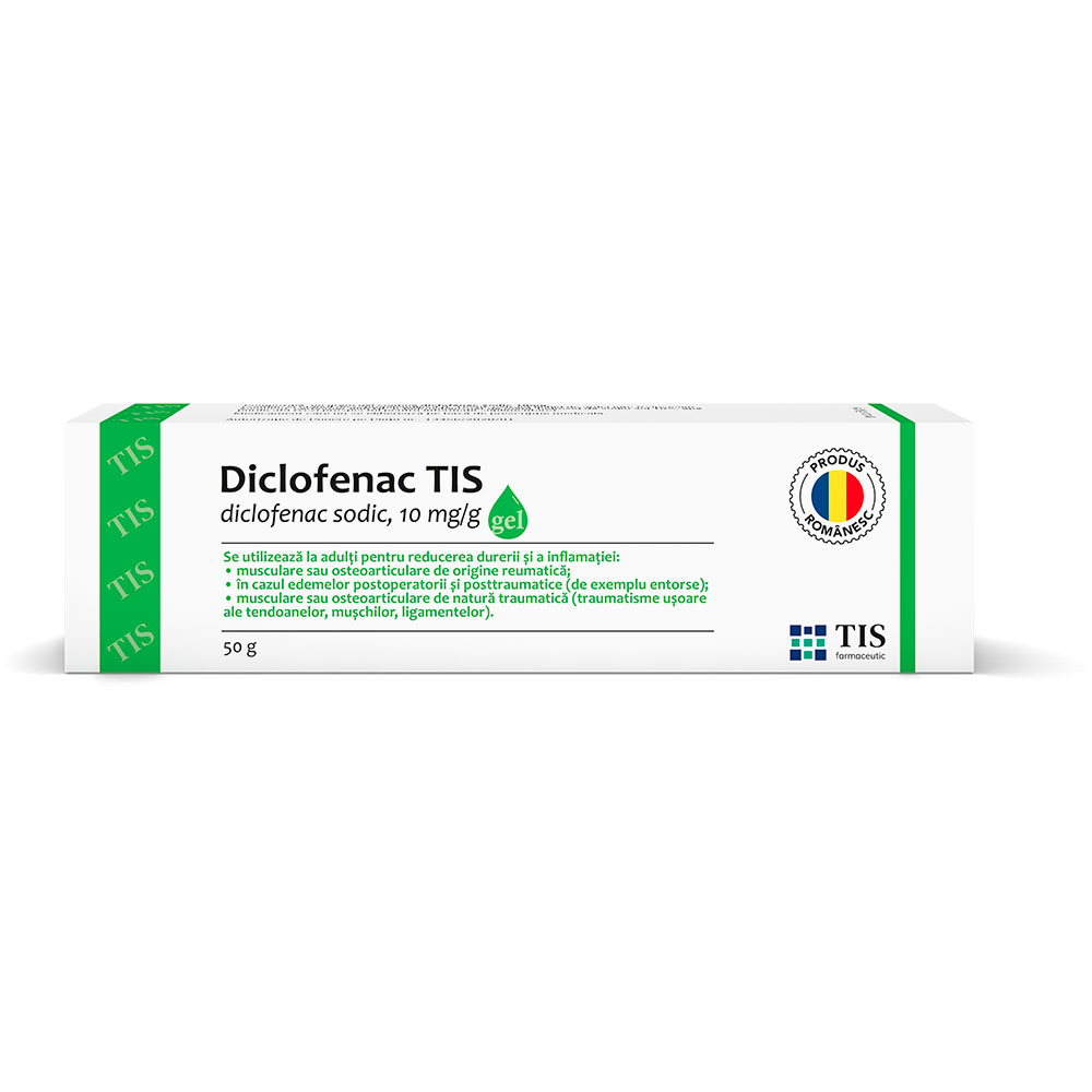 Diclofenac Tis gel cu ardei, 10 mg/g, 50 g, Tis Farmaceutic