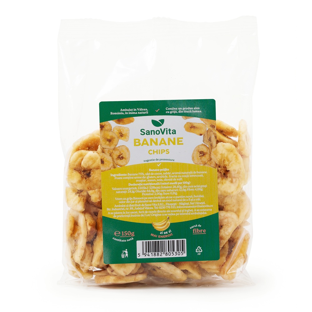 Cipsuri de banane, 150 g, Sanovita