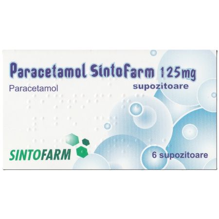 Paracetamol, 125 mg, 6 supozitoare, Sintofarm