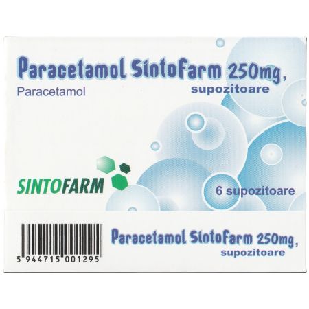 Paracetamol, 250 mg, 6 supozitoare, Sintofarm 704082