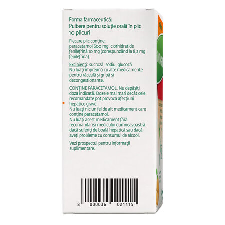 TantumGrip cu gust de portocala, 600 mg/10 mg, 10 plicuri, Angelini 719810