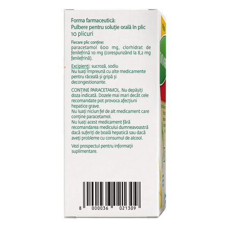 TantumGrip cu gust de lamaie si miere, 600 mg/10 mg, 10 plicuri, Angelini 719804
