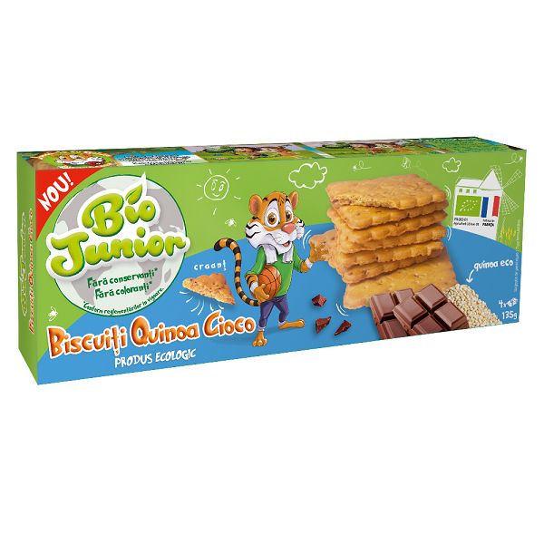 Biscuiti eco cu quinoa si ciocolata Bio Junior, 135 g, Nutrivita