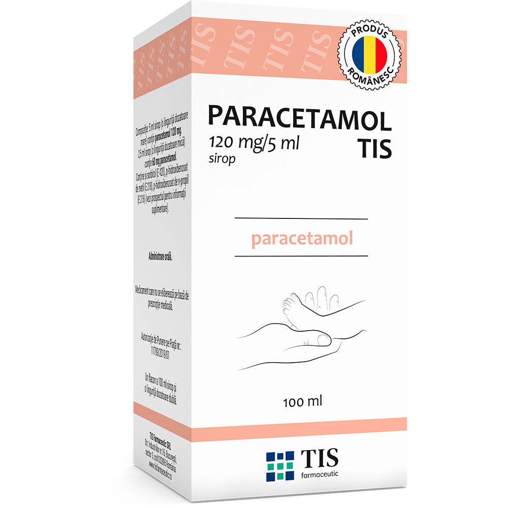 Paracetamol Tis pentru copii, 120 mg/5 ml, 100 ml, Tis Farmaceutic
