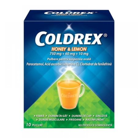 Coldrex miere si lamaie, 10 plicuri, Perrigo