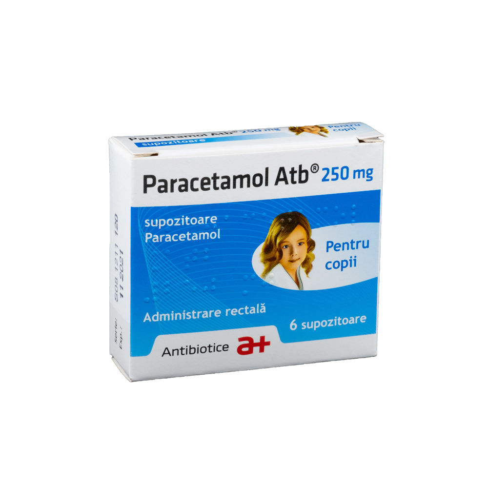 Paracetamol pentru copii, 250 mg, 6 supozitoare, Antibiotice SA