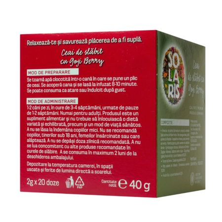 Ceai de slabit cu Goji Berry, 20 plicuri, Solaris 675005