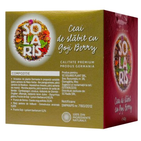 Ceai de slabit cu Goji Berry, 20 plicuri, Solaris 675003