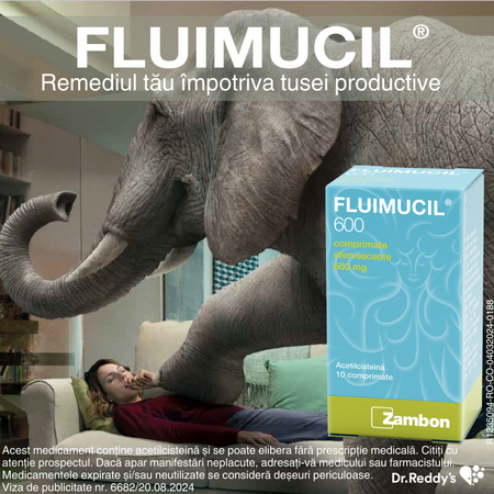 Fluimucil, 600 mg, 10 comprimate efervescente, Dr. Reddys 624088